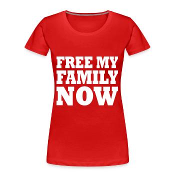 Free my family now - Frauen Premium Bio T-Shirt - Rot - Vorne - Mia (176cm)