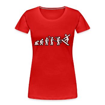Evolution Snowboard White Grunge - Frauen Premium Bio T-Shirt - Rot - Vorne - Mia (176cm)