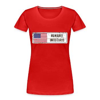 Milwaukee Drapeau des États-Unis - T-shirt bio Premium Femme - rouge - Devant - Mia (176cm)