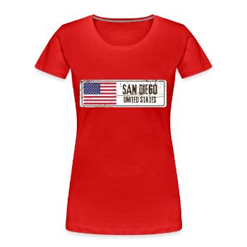 San Diego Flagge - Frauen Premium Bio T-Shirt - Rot - Vorne - Mia (176cm)