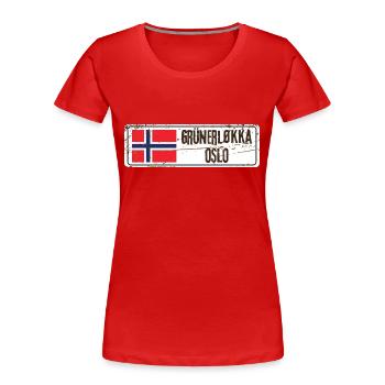 Grunerlokka Oslo - Frauen Premium Bio T-Shirt - Rot - Vorne - Mia (176cm)