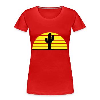Kaktus Pflanze Stacheln Wüste Kakteen Silhouette - Frauen Premium Bio T-Shirt - Rot - Vorne - Mia (176cm)