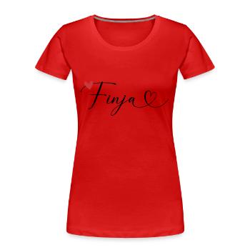 Finja Nom Prénom Calligraphie Coeur - T-shirt bio Premium Femme - rouge - Devant - Mia (176cm)