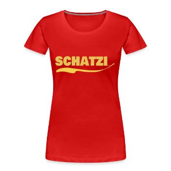 Geschenk für schatzi - Frauen Premium Bio T-Shirt - Rot - Vorne - Mia (176cm)