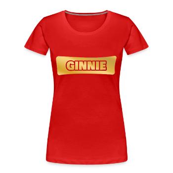 Prénom Ginnie - T-shirt bio Premium Femme - rouge - Devant - Mia (176cm)
