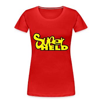 superhero - Women's Premium Organic T-Shirt - red - Front - Mia (176cm)