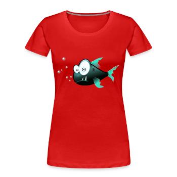 Verwirrter Fisch - Frauen Premium Bio T-Shirt - Rot - Vorne - Mia (176cm)