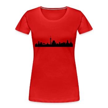 Skyline Berlin - Frauen Premium Bio T-Shirt - Rot - Vorne - Mia (176cm)