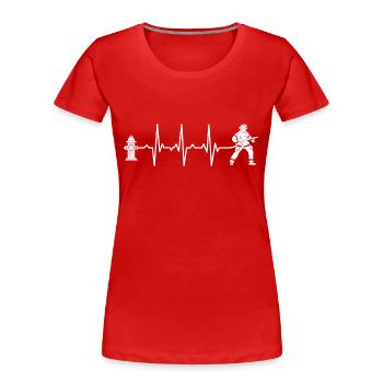 Pompier pompier battement de cœur - T-shirt bio Premium Femme - rouge - Devant - Mia (176cm)