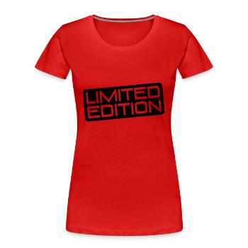Quantité d’édition limitée - Pièce unique - Quantité limitée - T-shirt bio Premium Femme - rouge - Devant - Mia (176cm)