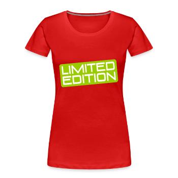 Quantité d’édition limitée - Pièce unique - Quantité limitée - T-shirt bio Premium Femme - rouge - Devant - Mia (176cm)