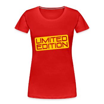 Quantité d’édition limitée - Pièce unique - Quantité limitée - T-shirt bio Premium Femme - rouge - Devant - Mia (176cm)