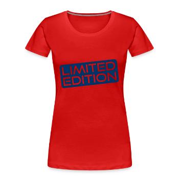 Quantité d’édition limitée - Pièce unique - Quantité limitée - T-shirt bio Premium Femme - rouge - Devant - Mia (176cm)