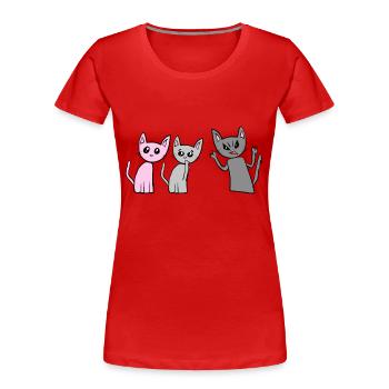 Streit Katzen Katze Haustiere schreien - Frauen Premium Bio T-Shirt - Rot - Vorne - Mia (176cm)