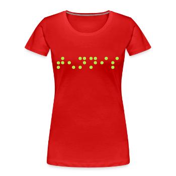 Tennis Tennisball "Tennis-code-Blindenschrift" - Frauen Premium Bio T-Shirt - Rot - Vorne - Mia (176cm)