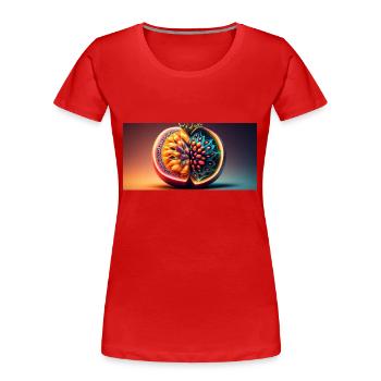futuristisches Obst - Frauen Premium Bio T-Shirt - Rot - Vorne - Mia (176cm)