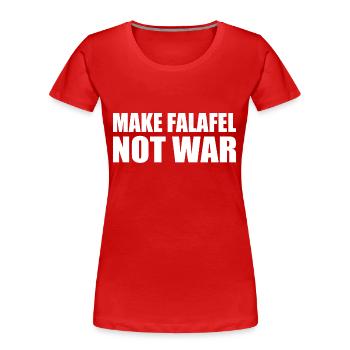Make falafel not war - Frauen Premium Bio T-Shirt - Rot - Vorne - Mia (176cm)