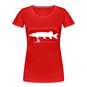 Brochet avec spinner - T-shirt bio Premium Femme - rouge - Devant - Mia (176cm)