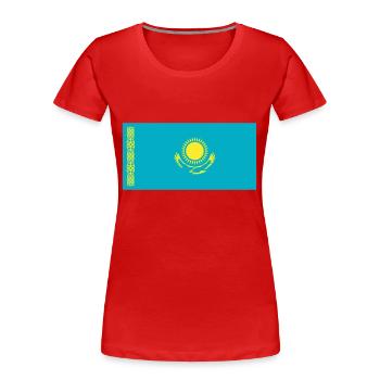 Kazakhstan Flag / Drapeau Kazakhstan - Women's Premium Organic T-Shirt - red - Front - Mia (176cm)