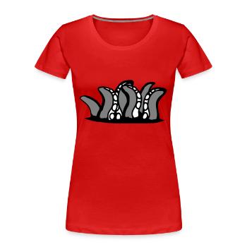 Tentacle Kraken Monster Bottom Hole Alien Horror - Women's Premium Organic T-Shirt - red - Front - Mia (176cm)
