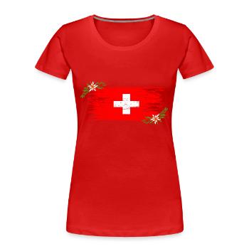 Swiss flag - Women's Premium Organic T-Shirt - red - Front - Mia (176cm)