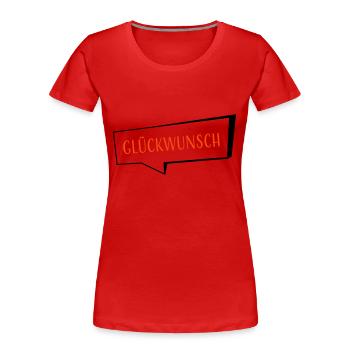 Félicitations bicolore - T-shirt bio Premium Femme - rouge - Devant - Mia (176cm)