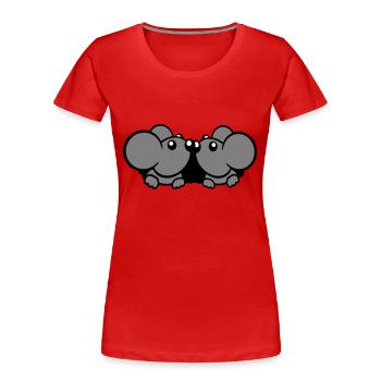 2 Mäuse Paar Zwei Verliebt Valentinstag Mauseloch - Frauen Premium Bio T-Shirt - Rot - Vorne - Mia (176cm)