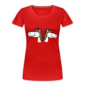 2 Horses Team Pony Foal Couple Comic Friends - Women's Premium Organic T-Shirt - red - Front - Mia (176cm)