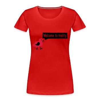 lustig - Frauen Premium Bio T-Shirt - Rot - Vorne - Mia (176cm)