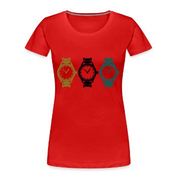 uhren - Frauen Premium Bio T-Shirt - Rot - Vorne - Mia (176cm)