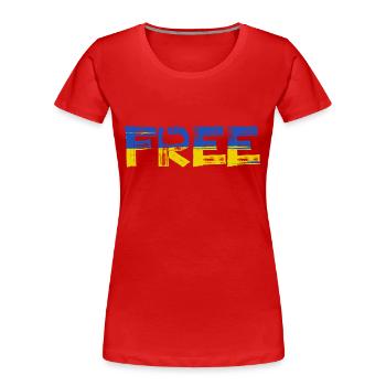 Freie Ukraine - Frauen Premium Bio T-Shirt - Rot - Vorne - Mia (176cm)