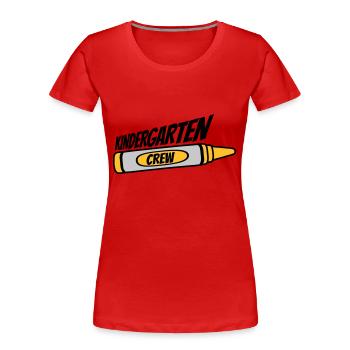 Kindergarten Crew Wachsmalstift Team - Frauen Premium Bio T-Shirt - Rot - Vorne - Mia (176cm)