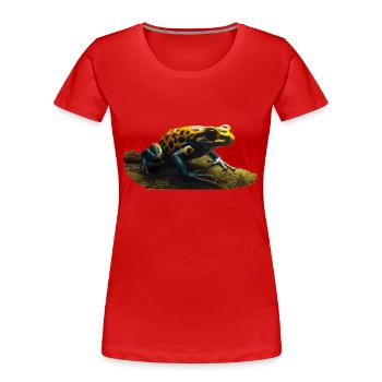 Pfeilgiftfrösche sind farbenfrohe Tiere - Frauen Premium Bio T-Shirt - Rot - Vorne - Mia (176cm)