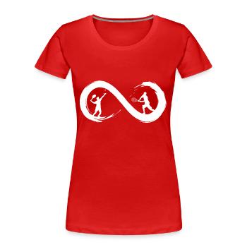 Tennis bis ins Unendliche - Frauen Premium Bio T-Shirt - Rot - Vorne - Mia (176cm)