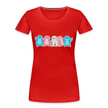 Trans Flagge Pinguin Design für Trans Menschen - Frauen Premium Bio T-Shirt - Rot - Vorne - Mia (176cm)