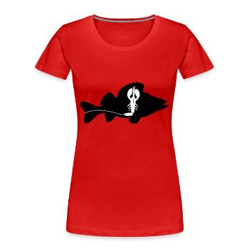 Perch with Creature Bait - black - Women's Premium Organic T-Shirt - red - Front - Mia (176cm)