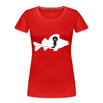 Perch with Creature Bait - white - Women's Premium Organic T-Shirt - red - Front - Mia (176cm)