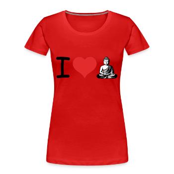 J’adore Buddha Heartbeat Pulse - Religion Design - T-shirt bio Premium Femme - rouge - Devant - Mia (176cm)