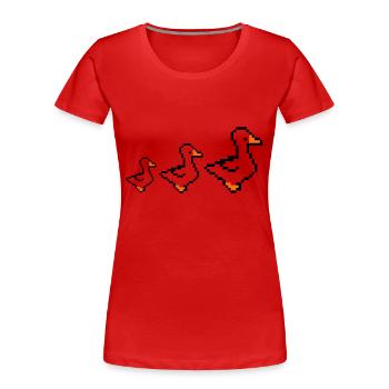 pixel enten - Frauen Premium Bio T-Shirt - Rot - Vorne - Mia (176cm)