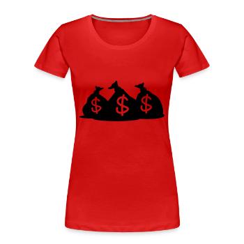 money_bag_1_f1 - T-shirt bio Premium Femme - rouge - Devant - Mia (176cm)