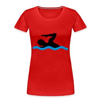 schwimmen - Frauen Premium Bio T-Shirt - Rot - Vorne - Mia (176cm)