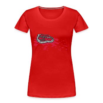 Blutlache Steak saftig Grillmeister - Frauen Premium Bio T-Shirt - Rot - Vorne - Mia (176cm)