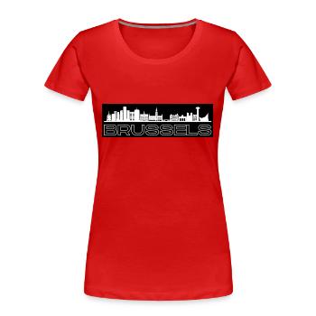 Brussels - mit Skyline - Frauen Premium Bio T-Shirt - Rot - Vorne - Mia (176cm)