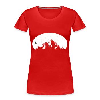 Wanderer Bergdesign - Frauen Premium Bio T-Shirt - Rot - Vorne - Mia (176cm)