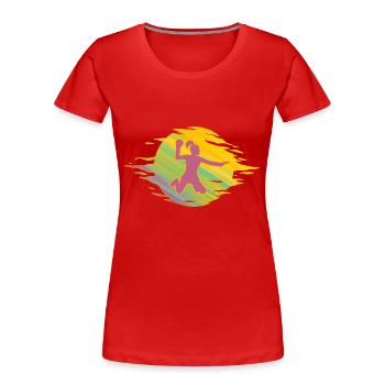 Handball Handballspielerin Sprungwurf handballgirl - Frauen Premium Bio T-Shirt - Rot - Vorne - Mia (176cm)