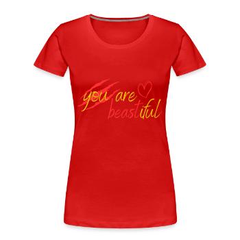 Bête ou beauté? - T-shirt bio Premium Femme - rouge - Devant - Mia (176cm)
