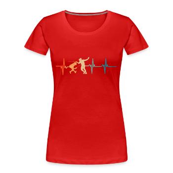 Herzschlag-Zäune - Frauen Premium Bio T-Shirt - Rot - Vorne - Mia (176cm)