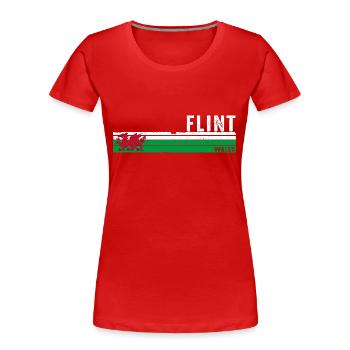 Découvrez Flint Wales : un design urbain d’inspiration rétro - T-shirt bio Premium Femme - rouge - Devant - Mia (176cm)