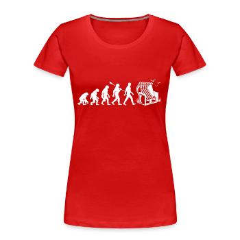 Evolution - Chaise de plage - Vacances - Mer - Mouettes - T-shirt bio Premium Femme - rouge - Devant - Mia (176cm)