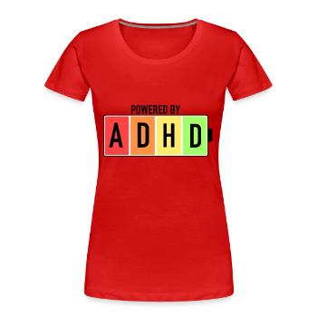 TDAH Conscience Neurodivergente - T-shirt bio Premium Femme - rouge - Devant - Mia (176cm)